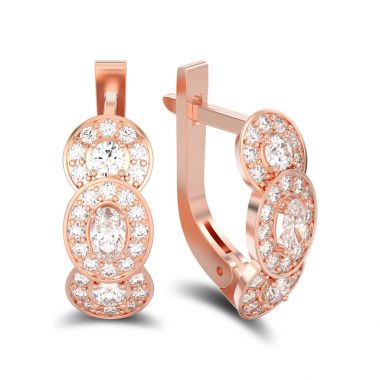 Gül altın üç taş solitaire elmas 3D illüstrasyon izole