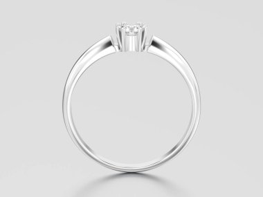 3D resimde beyaz altın veya gümüş nişan solitaire Çift Kişilik