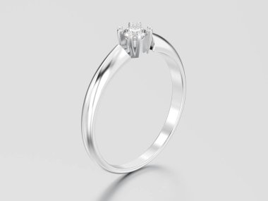 3D resimde beyaz altın veya gümüş nişan solitaire Çift Kişilik