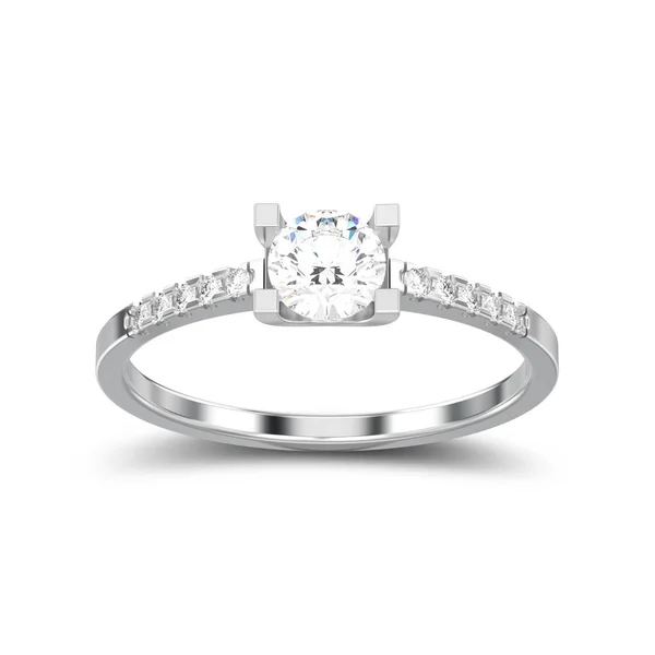 3D illüstrasyon izole beyaz altın veya gümüş nişan yuvarlak c