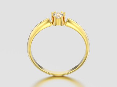 3D resimde sarı altın nişan solitaire çift sivri uç ba