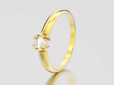 3D resimde sarı altın nişan solitaire çift sivri uç ba