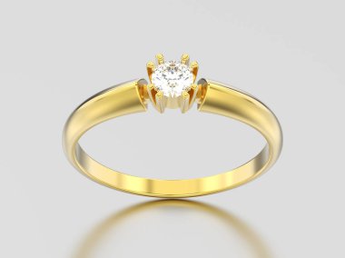 3D resimde sarı altın nişan solitaire çift sivri uç ba