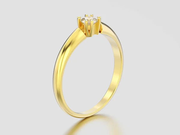 Ilustração 3D amarelo ouro noivado solitário duplo prong ba — Fotografia de Stock