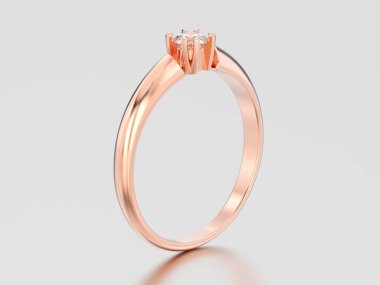 Çift Kişilik çatal güneşlenmek altın nişan solitaire 3D çizim yükseldi