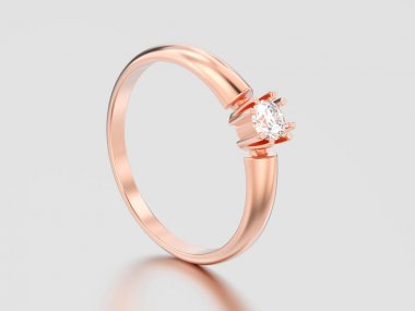 Çift Kişilik çatal güneşlenmek altın nişan solitaire 3D çizim yükseldi