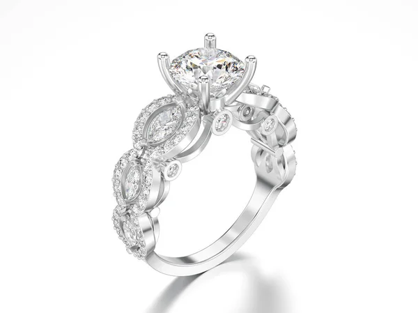 3D иллюстрация белое золото или серебро бриллиантовое кольцо — стоковое фото