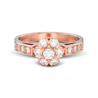 3D illüstrasyon izole gül altın dekoratif çiçek elmas rin