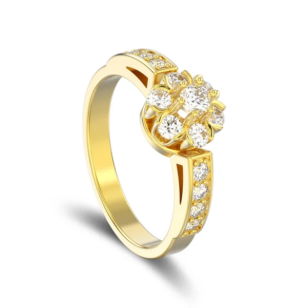Ilustração 3D isolado ouro amarelo decorativo flor diamante r — Fotografia de Stock
