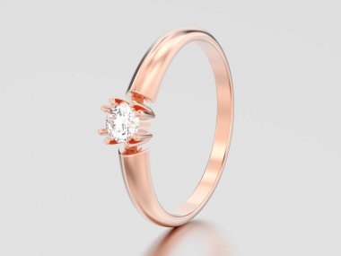 Çift Kişilik çatal güneşlenmek altın nişan solitaire 3D çizim yükseldi