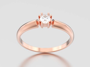 Çift Kişilik çatal güneşlenmek altın nişan solitaire 3D çizim yükseldi