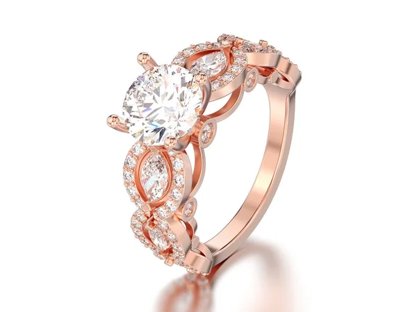 3D illustration rose gold diamond decorative ring — Stock Photo, Image