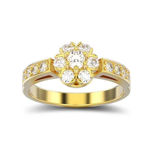 Illustration 3D isolé or jaune fleur décorative diamant r — Photo