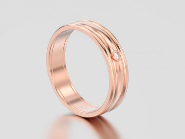 3D çizim gül altın eşleşen çiftler elmas alyans 