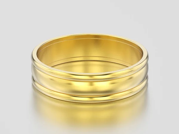 3D απεικόνιση Κίτρινο χρυσό αντιστοίχιση ζευγάρια δαχτυλίδι γάμου ζώνες — Φωτογραφία Αρχείου
