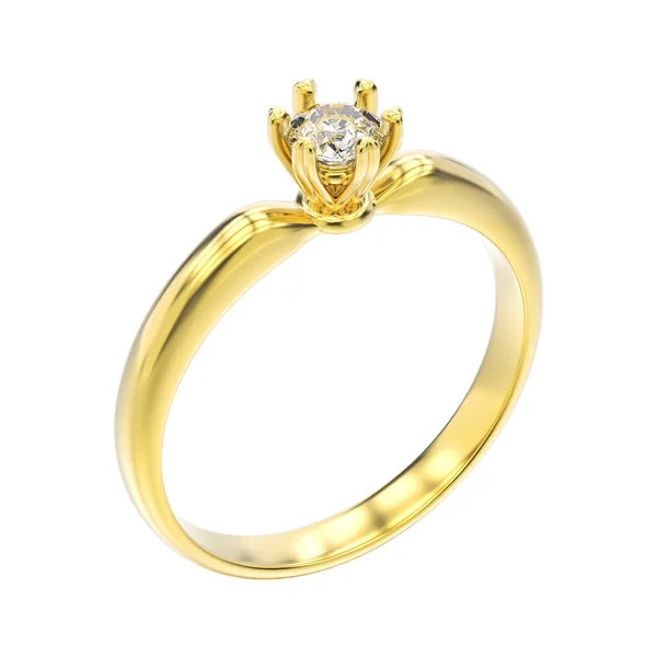 3d Illustration isoliert Gelbgold traditionellen Solitaire Engag — Stockfoto