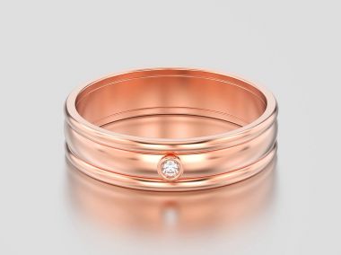 3D çizim gül altın eşleşen çiftler elmas alyans 