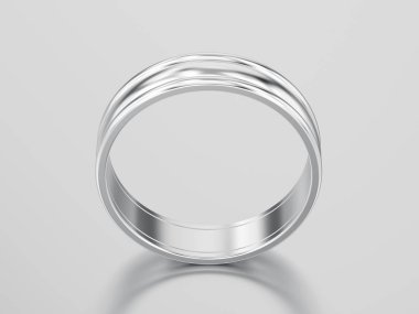 3D resimde beyaz altın veya gümüş eşleşen çiftler düğün r