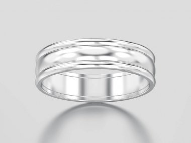 3D resimde beyaz altın veya gümüş eşleşen çiftler düğün r