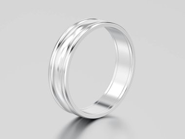 3D resimde beyaz altın veya gümüş eşleşen çiftler düğün r