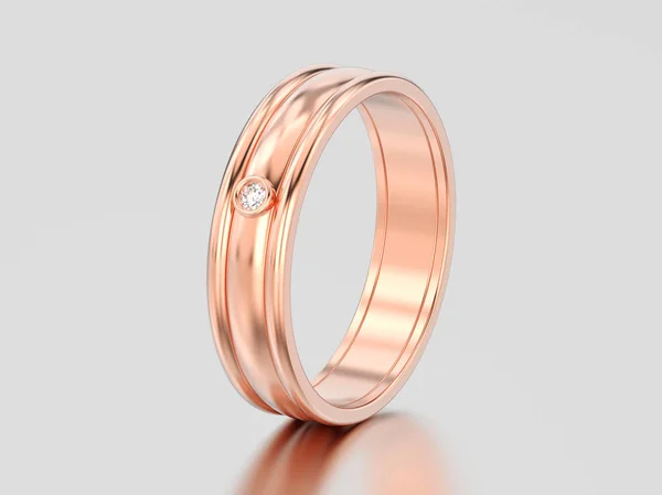 3d Illustration Roségold passende Paare Hochzeit Diamantring — Stockfoto