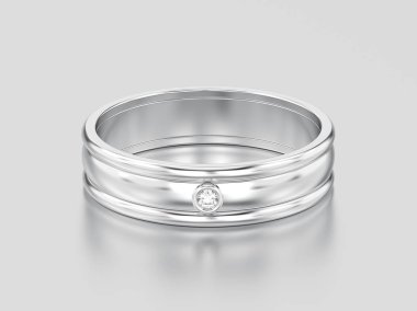 3D resimde beyaz altın veya gümüş eşleşen çiftler düğün di