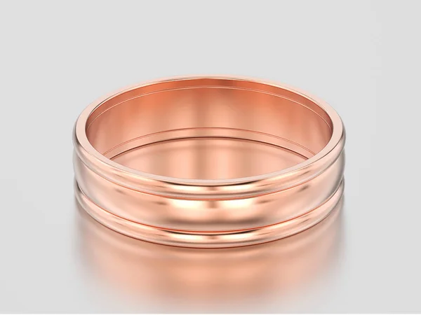 Ilustração 3D rosa ouro correspondência casais anel de casamento bandas — Fotografia de Stock