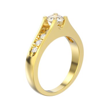 3D illüstrasyon izole sarı altın dekoratif nişan weddi