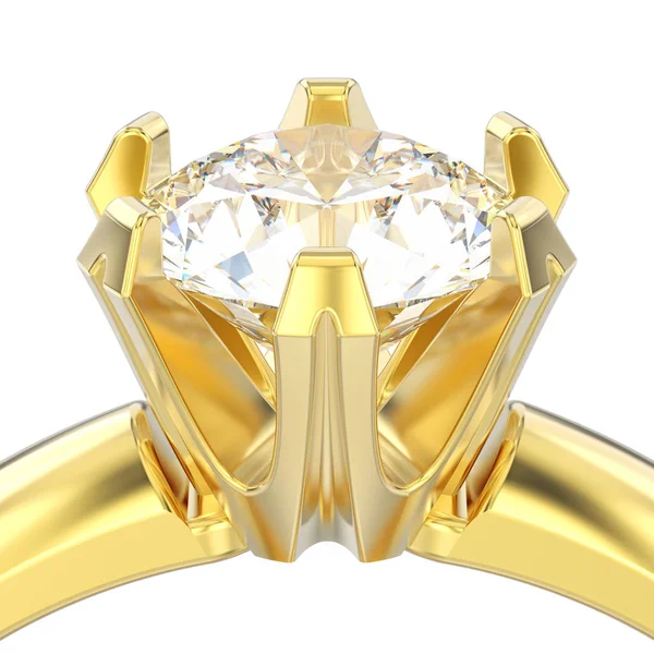 3D illustration isolated close up yellow gold solitaire engageme Royalty Free Stock Photos