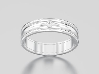 3D resimde beyaz altın veya gümüş eşleşen çiftler düğün di