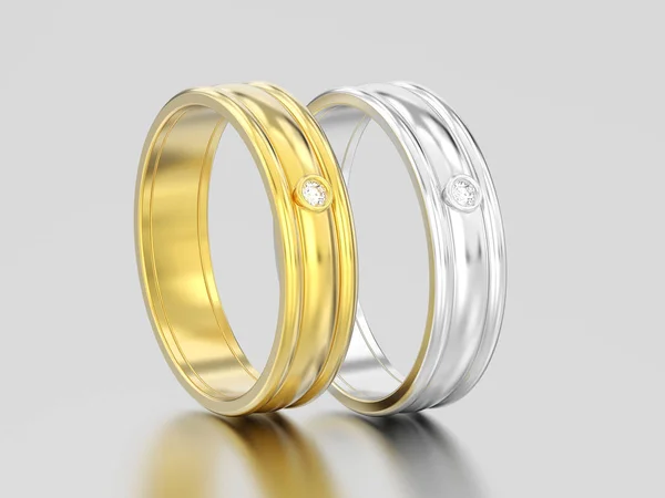 3D-Abbildung zwei Gelb- und Weißgold oder Silber passende Cou — Stockfoto