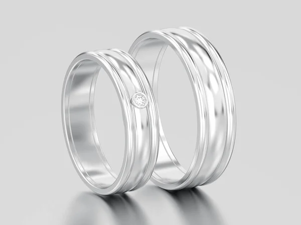 3D obrázek dvě bílé zlato nebo stříbro odpovídající páry, svatební — Stock fotografie