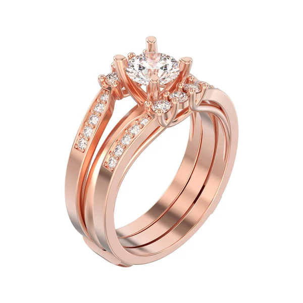 Illustrazione 3D isolato oro rosa due stinchi diamante decorativo — Foto Stock