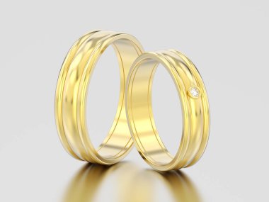 elmas düğün 3d resimde iki sarı altın eşleşen çiftler