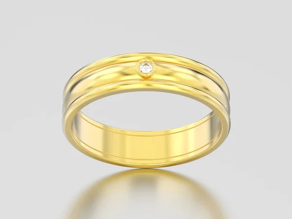 Ilustración 3D oro amarillo que empareja pareja diamante de boda rin —  Fotos de Stock