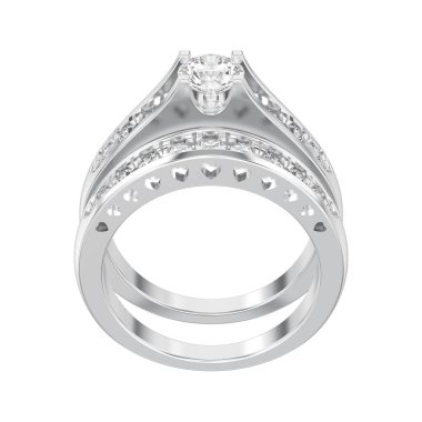 3D illüstrasyon izole dizi iki beyaz altın veya gümüş decorat