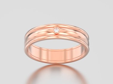 3D çizim gül altın eşleşen çiftler elmas alyans 