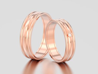 elmas r düğün 3d resimde iki gül altın eşleşen çiftler