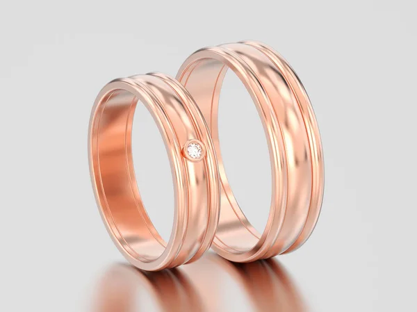 Ilustração 3D dois casais de casamento casamento de ouro rosa diamante r — Fotografia de Stock