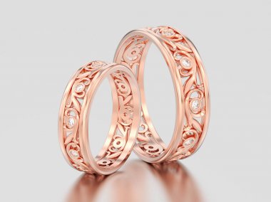 elmas r düğün 3d resimde iki gül altın eşleşen çiftler