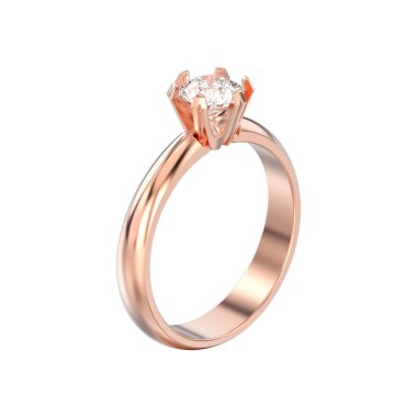 3D illüstrasyon izole gül altın solitaire nişan elmas 