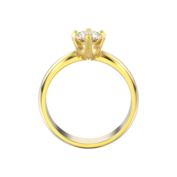 3D illüstrasyon izole sarı altın solitaire nişan diamon