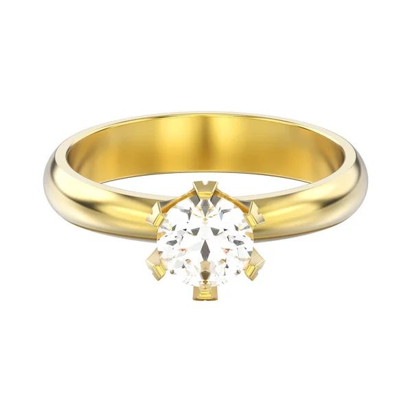 3 d イラスト分離された黄色金ソリティア婚約ダイヤモンド — ストック写真