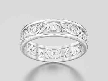 3D resimde beyaz altın veya gümüş eşleşen çiftler düğün di