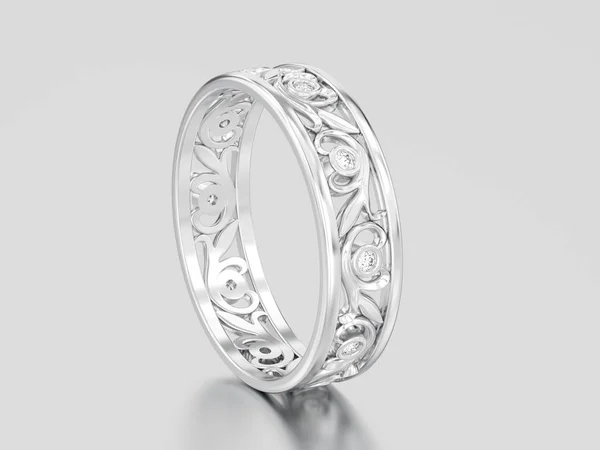 3D obrázek bílé zlato nebo stříbro odpovídající páry svatební di — Stock fotografie