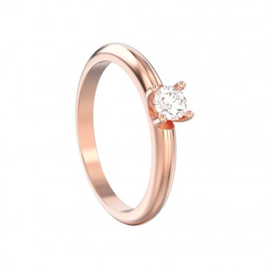 3D illüstrasyon izole gül altın geleneksel solitaire nişan