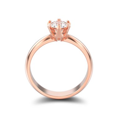 3D illüstrasyon izole gül altın geleneksel solitaire nişan