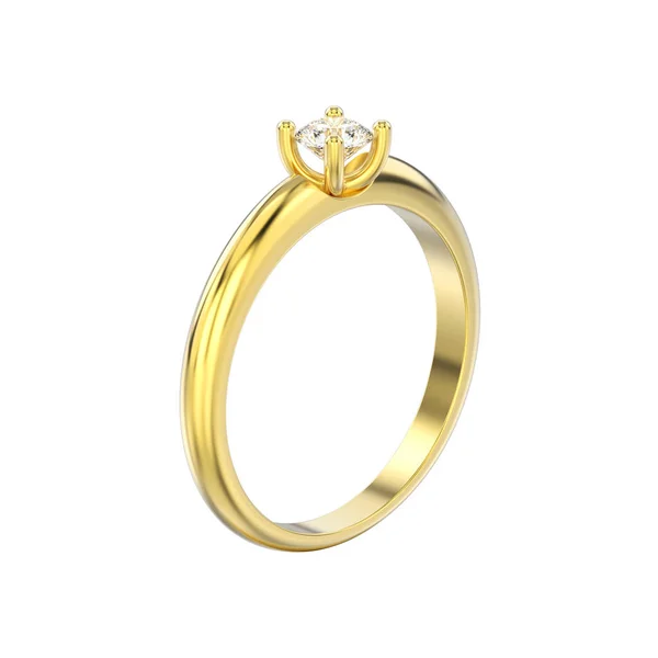3D illustration isolated yellow gold traditional solitaire engag — Stock Photo, Image