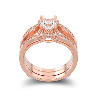 Gül altın iki shanks dekoratif elmas 3D illüstrasyon izole