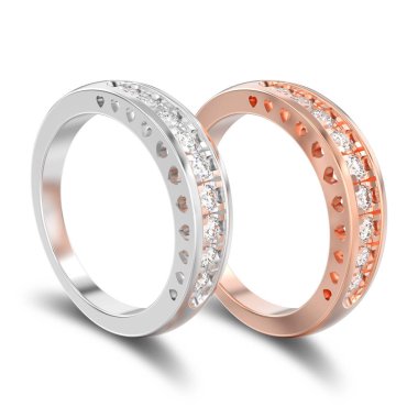 3D illüstrasyon izole iki gül ve altın veya gümüş dekor beyaz